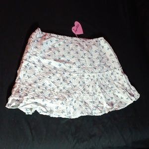 Dolls Kill × Sugar Thrillz Textured White With Blue Floral Ruffle Skirt (XL)